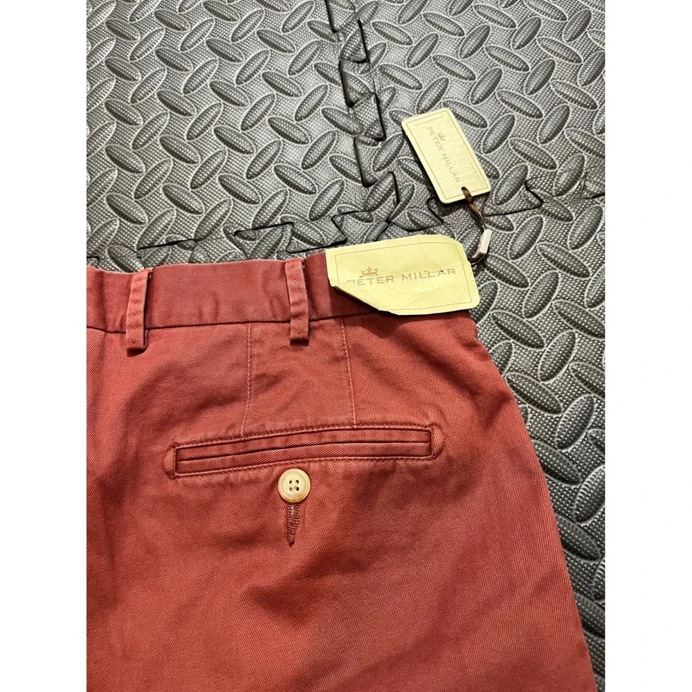 NWT Peter Millar Mens Flat Front Twill Pants Chinos MF15B84 Foliage Mens 34‎